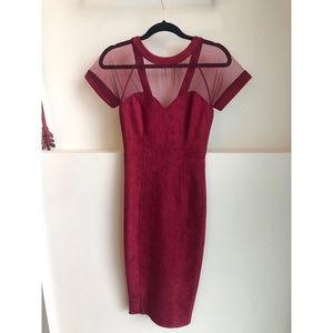 Burgundy Velvet Midi Dress